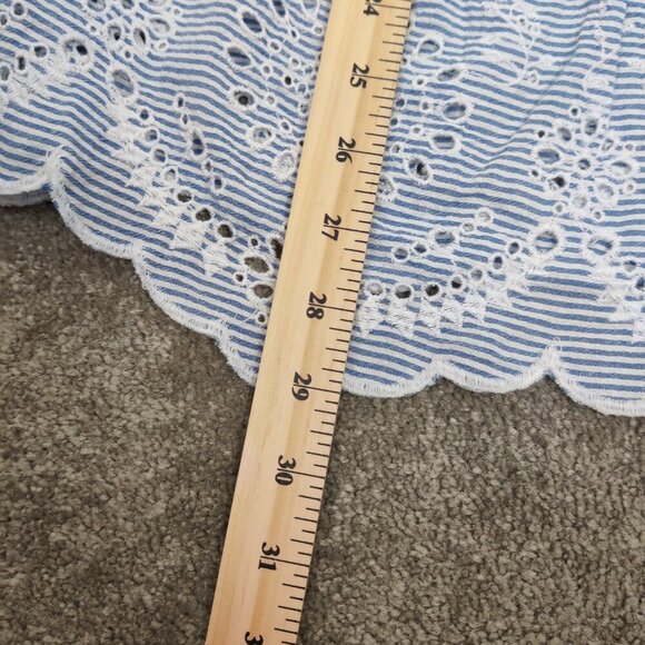 Style & Co Women's Boho Tunic Dress Blue White Striped Size Medium Eyelet Floral - Picture 8 of 8